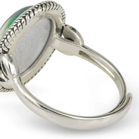 Vintage Style Antique Silver Plating Brass Oval Stone Color Change Mood Ring Siz - Picture 8 of 8